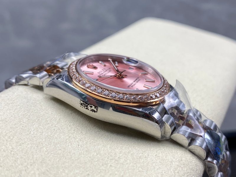 Datejust 31mm Pink Gold Steel Diamond Bezel Pink Dial