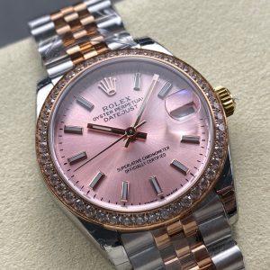 Datejust 31mm Pink Gold Steel Diamond Bezel Pink Dial