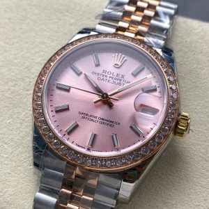 Datejust 31mm Pink Gold Steel Diamond Bezel Pink Dial