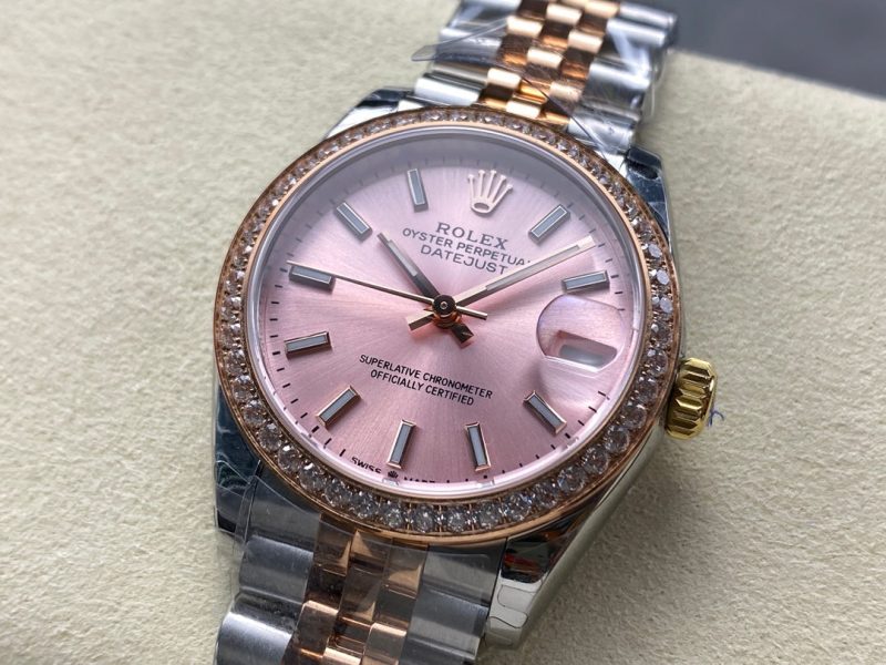 Datejust 31mm Pink Gold Steel Diamond Bezel Pink Dial