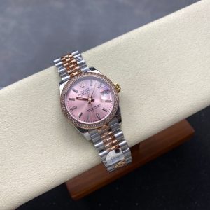 Datejust 31mm Pink Gold Steel Diamond Bezel Pink Dial