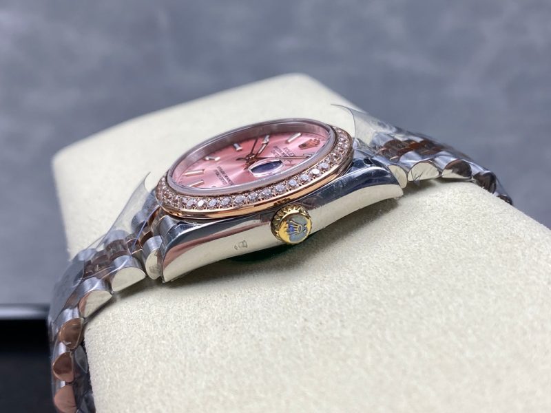 Datejust 31mm Pink Gold Steel Diamond Bezel Pink Dial