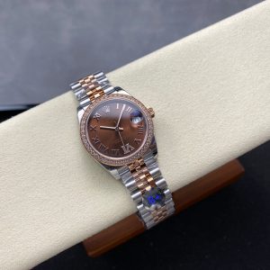 Datejust 31mm Pink Gold Steel Diamond Bezel Chocolate Dial