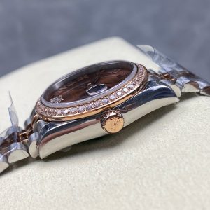 Datejust 31mm Pink Gold Steel Diamond Bezel Chocolate Dial