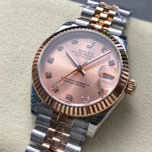 Datejust 31mm Pink Gold Steel Salmon Dial Diamond Numerals