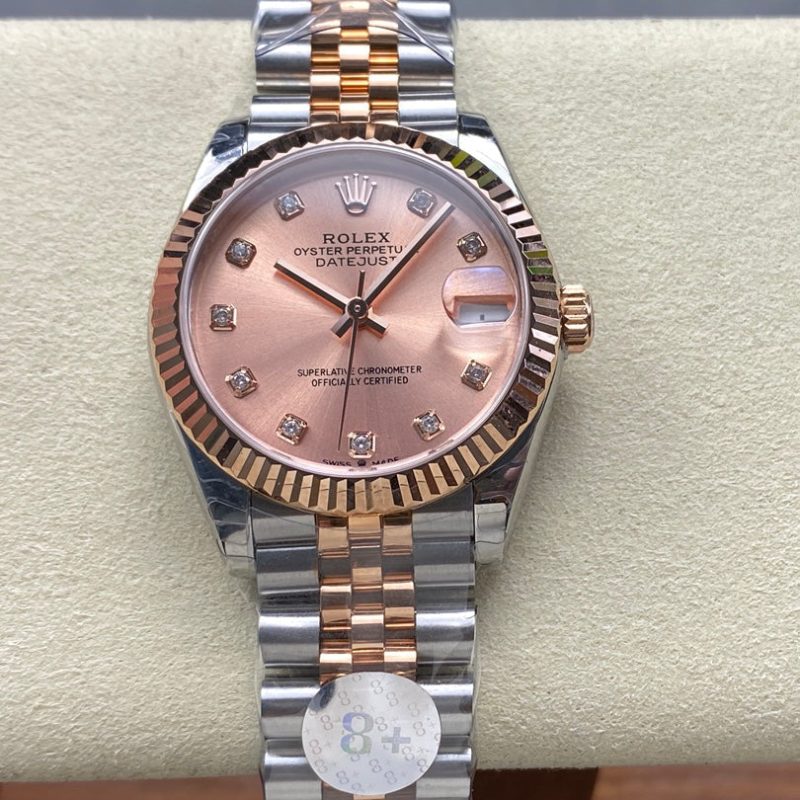 Datejust 31mm Pink Gold Steel Salmon Dial Diamond Numerals