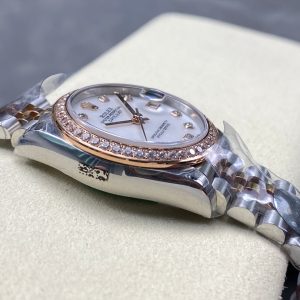 Datejust 31mm Pink Gold Steel Diamond Bezel White Mop Dial