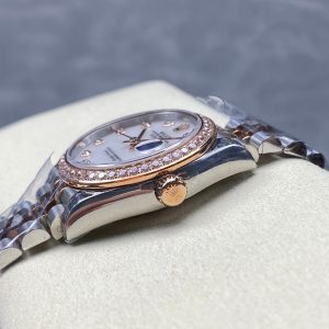 Datejust 31mm Pink Gold Steel Diamond Bezel White Mop Dial