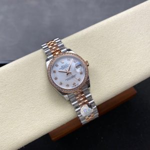 Datejust 31mm Pink Gold Steel Diamond Bezel White Mop Dial