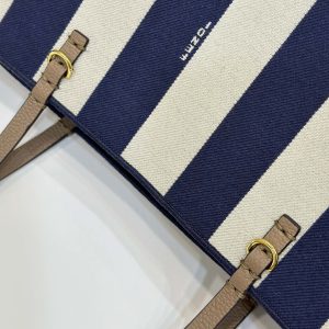 FendiI ROLL 22 TOTE BAG IN MIDNIGHT BLUE MIX WHITE CANVAS