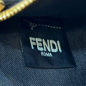 FendiI ROLL 22 TOTE BAG IN MIDNIGHT BLUE MIX WHITE CANVAS