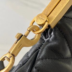 26 BLACK SHEEPSKIN WITH GOLD BUCKLE BAG
