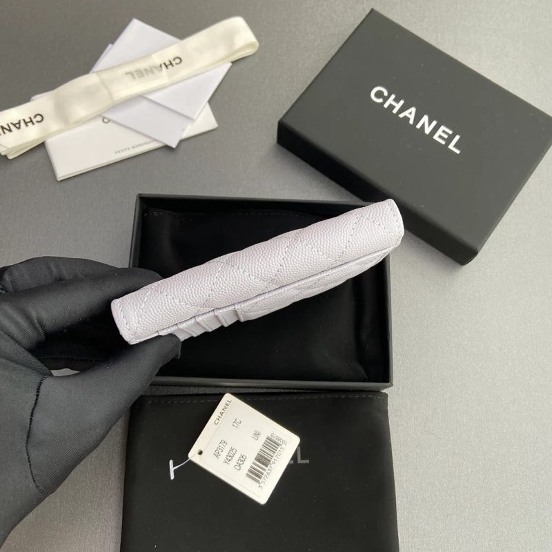 Chanel 2026 Quilted Card Holder 13cm Light Purple Grained Calfskin