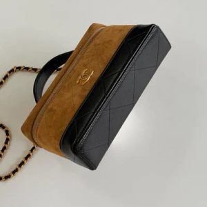 Chanel 2026 Vanity Bag 19.5cm Beige mix Black Suede Leather