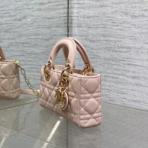 Dior 2026 Micro Lady D-Joy Bag 19cm Powder Pink Cannage Lambskin
