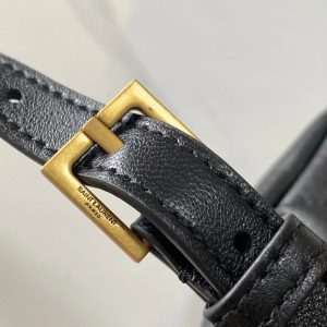 26 BLACK SHEEPSKIN WITH GOLD BUCKLE BAG