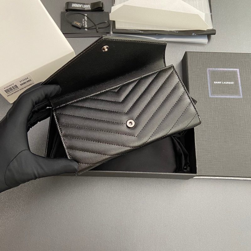 Saint Laurent Cassandre Matelasse Large Flap Wallet 19cm Black Leather