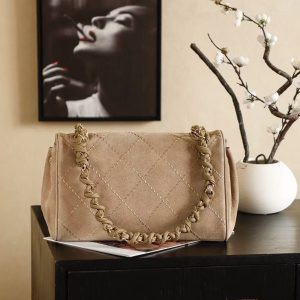 Chanel 2026 Ultimate Stitch Bag 30cm Beige and Black Suede Leather