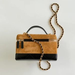 Chanel 2026 Vanity Bag 19.5cm Beige mix Black Suede Leather