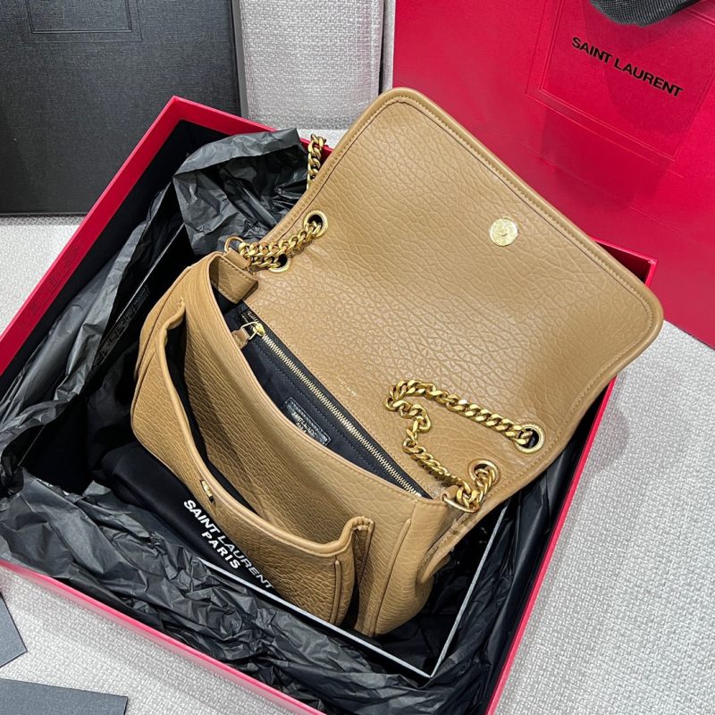 YSL Handbag 28 Tan Brown Pattern Lambskin