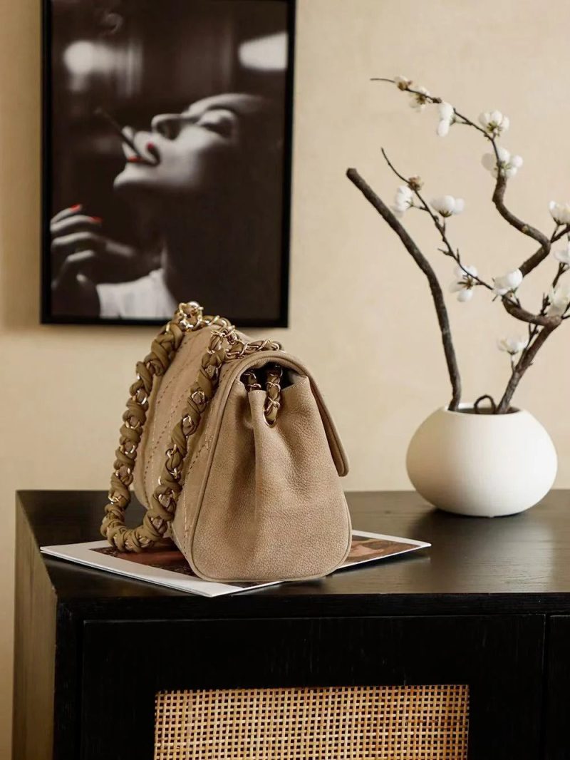 Chanel 2026 Ultimate Stitch Bag 30cm Beige and Black Suede Leather