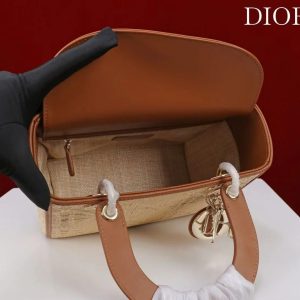Dior 2026 Lady Dior Bag 24cm Beige Brown Raffia Leather