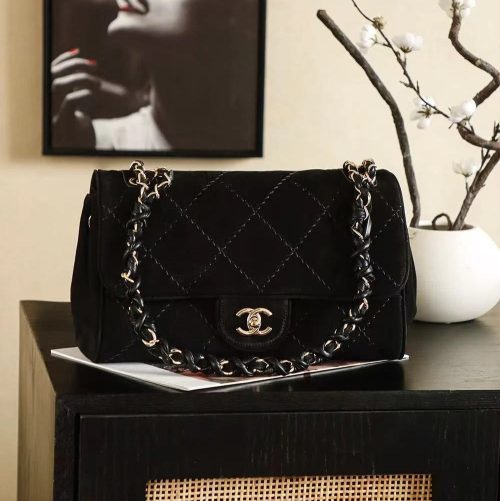 Chanel 2026 Ultimate Stitch Bag 30cm Beige and Black Suede Leather