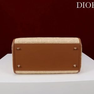 Dior 2026 Lady Dior Bag 24cm Beige Brown Raffia Leather