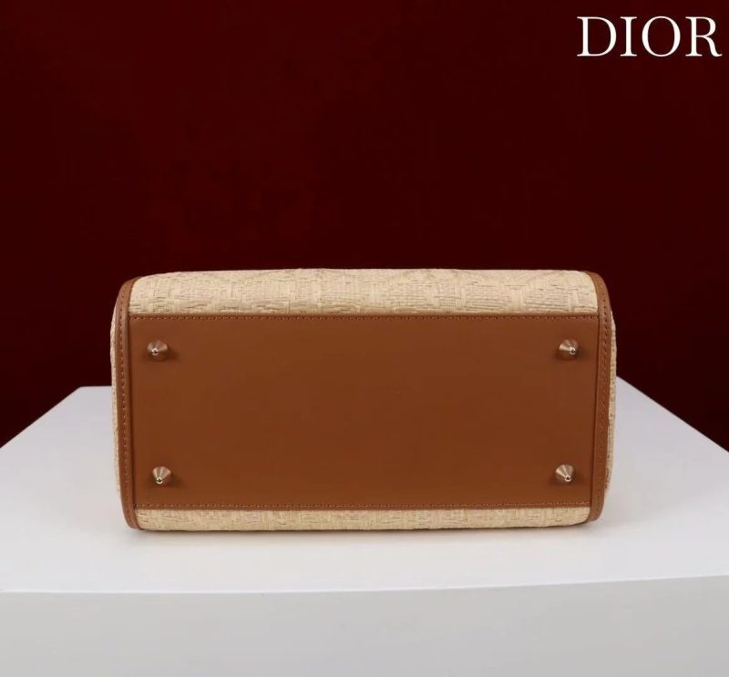 Dior 2026 Lady Dior Bag 24cm Beige Brown Raffia Leather