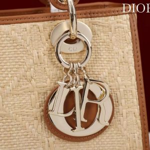Dior 2026 Lady Dior Bag 24cm Beige Brown Raffia Leather