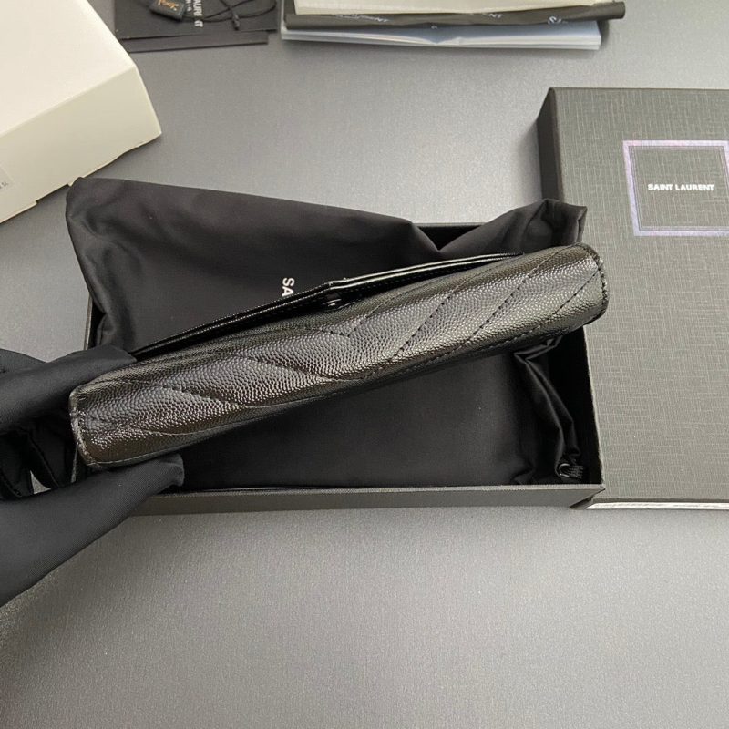 Saint Laurent Cassandre Matelasse Large Flap Wallet 19cm Black Leather