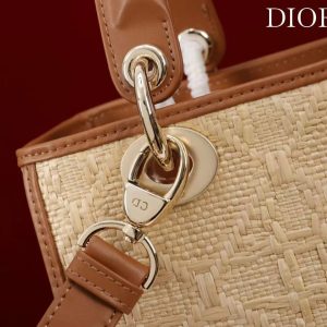 Dior 2026 Lady Dior Bag 24cm Beige Brown Raffia Leather