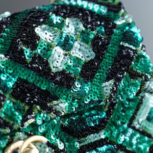 Chanel 2026 Flap Bag 20cm Green Mix Colors Sequin Leather