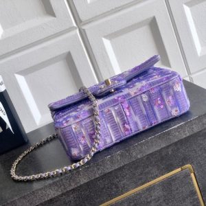 Chanel 2026 Flap Bag 20cm Purple Sequin Leather