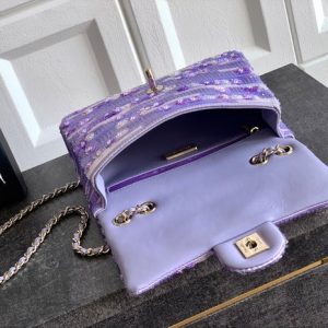 Chanel 2026 Flap Bag 20cm Purple Sequin Leather