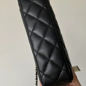 Chanel 2026 Mahjong Clutch With Chain 21cm Black Caviar Leather