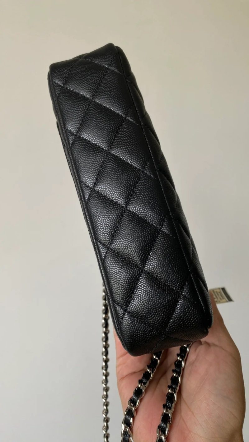 Chanel 2026 Mahjong Clutch With Chain 21cm Black Caviar Leather