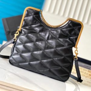 26 BLACK SHEEPSKIN WITH GOLD BUCKLE BAG