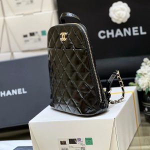 CHANEL 25S BACKPACK 23 IN BLACK SHINY CALFSKIN GOLD HARDWARE
