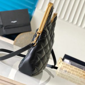 26 BLACK SHEEPSKIN WITH GOLD BUCKLE BAG