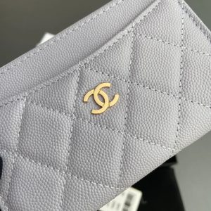 Chanel 2026 Quilted Card Holder 13cm Light Purple Grained Calfskin