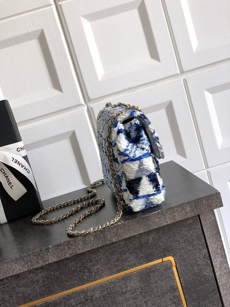 Chanel 2026 Flap Bag 20cm Blue mix Colors Sequin Leather