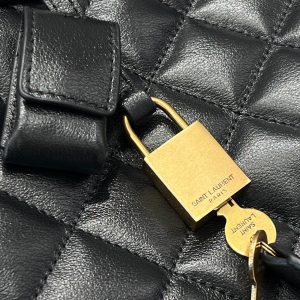 YSL Travel Bag 59 Black Quilted Calfskin Leather Gold Hardware