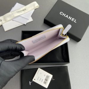 Chanel 2026 Quilted Card Holder 13cm Light Purple Grained Calfskin