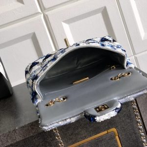 Chanel 2026 Flap Bag 20cm Blue mix Colors Sequin Leather