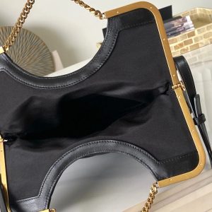 26 BLACK SHEEPSKIN WITH GOLD BUCKLE BAG