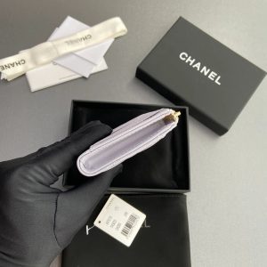Chanel 2026 Quilted Card Holder 13cm Light Purple Grained Calfskin