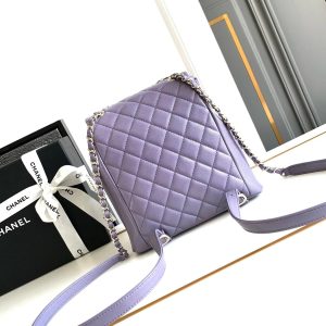 CHANEL 25S BACKPACK 17.5 CM IN PURPLE LAMBSKIN