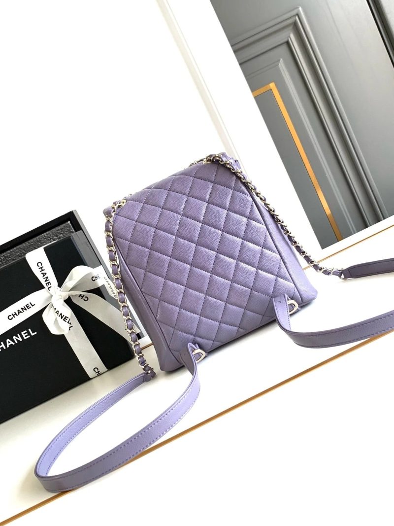 CHANEL 25S BACKPACK 17.5 CM IN PURPLE LAMBSKIN