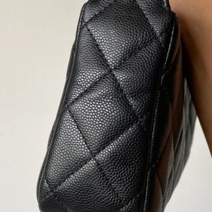 Chanel 2026 Mahjong Clutch With Chain 21cm Black Caviar Leather